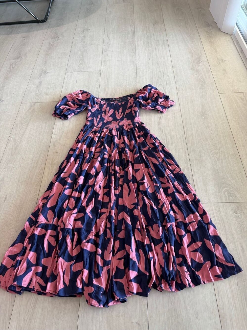 Mister Zimi navy blue and pink floral maxi dress size 4